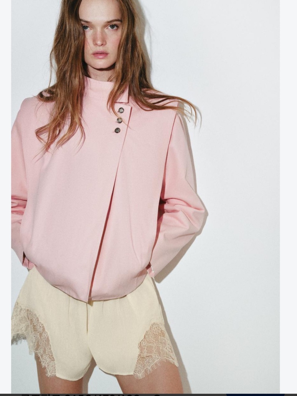 Zara Pale Pink High-Neck Bomber Jacket